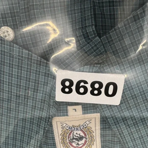 Cinch Mens Long Sleeve Button Down Plaid Shirt Green Black Size L‎ - Picture 8 of 8